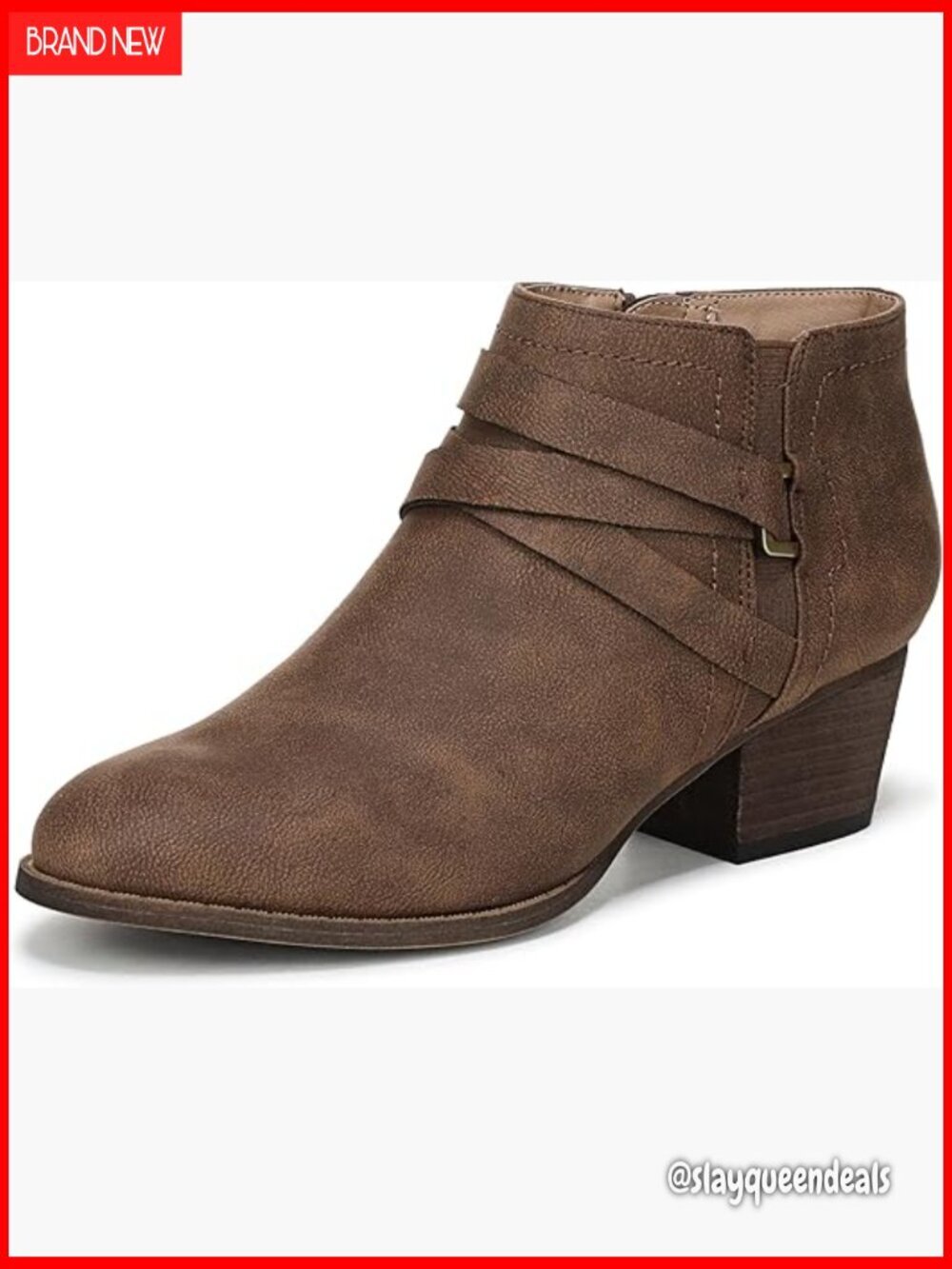 Ankle Boots with Strappy Detail, 1 7/8 Inch Heel, Soft Cushion Comfort